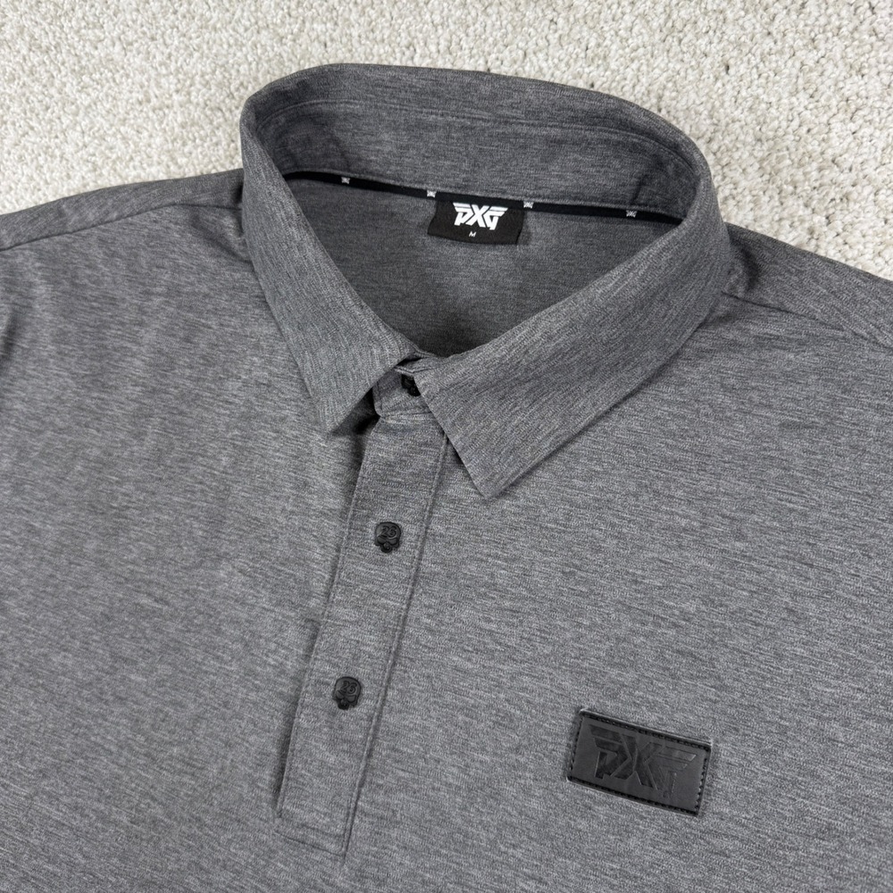 PXG Polo Shirt Men M Gray Short Sleeve Athletic Golf Top MF22ATP1-96